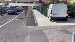 Morning Run Of Monika Fox Without Panties Through The Streets Of The City